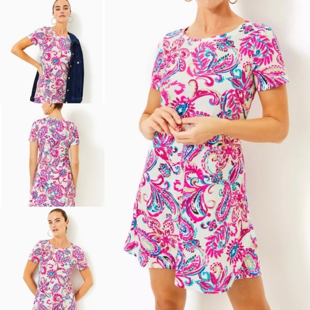 Women's Pink Paisley Short Sleeve Mini Dress